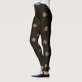 Leggings Feuilles dorées atténuées noires (Gauche)
