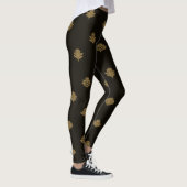 Leggings Feuilles dorées atténuées noires (Droite)