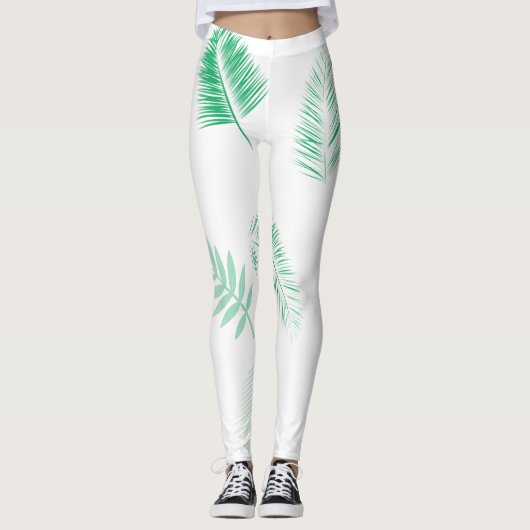 Leggings Feuilles doux de palmier vert (Devant)