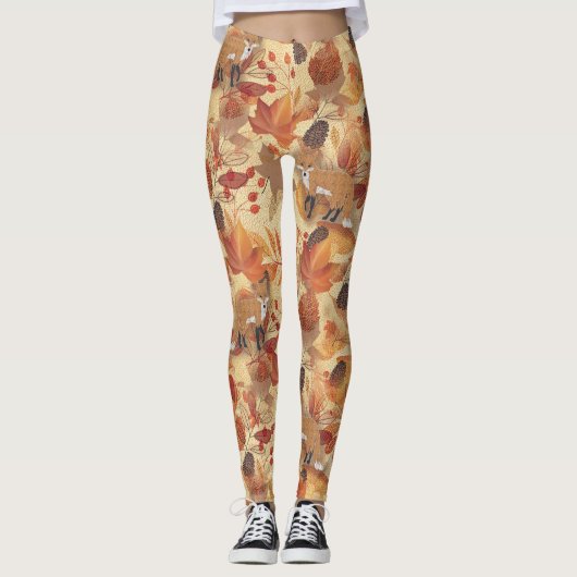 Leggings Feuilles et baies automnales (Devant)