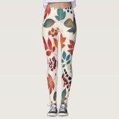 Leggings Feuilles et Baies Éparpillées (Devant)