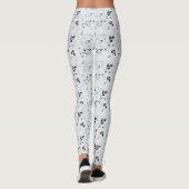 Leggings Feuilles floraux gris argenté noir blanc (Dos)