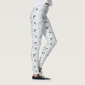 Leggings Feuilles floraux gris argenté noir blanc (Droite)
