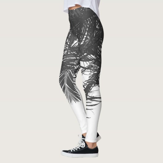 Leggings Feuilles Monochrome Noir Blanc Palm Tree (Gauche)