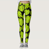 Leggings Feuilles Monstera en Lime Vert et noir (Devant)