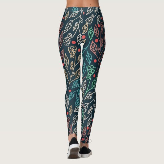 Leggings Feuilles multicolores foncés (Dos)