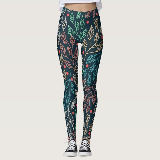 Leggings Feuilles multicolores foncés (Devant)