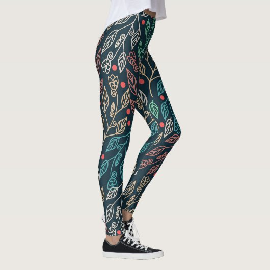 Leggings Feuilles multicolores foncés (Droite)