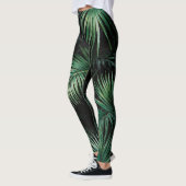 Leggings feuilles noir et vert Aquarelle Palm (Gauche)