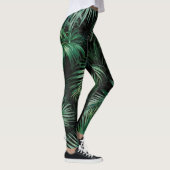 Leggings feuilles noir et vert Aquarelle Palm (Droite)