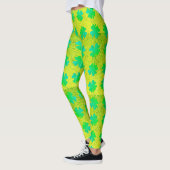 Leggings Feuilles shamrock Neon Green Parties scintillant J (Gauche)