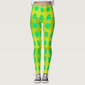 Leggings Feuilles shamrock Neon Green Parties scintillant J (Devant)