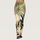 Leggings Feuilles Tropicales Abstraites Modernes & Points (Dos)