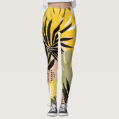 Leggings Feuilles Tropicales Abstraites Modernes & Points (Devant)