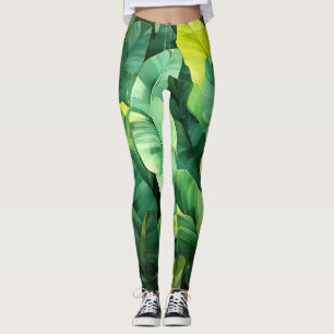 Leggings Feuilles tropicales, botanique abstraite, jungle,