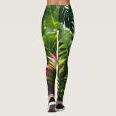 Leggings Feuilles tropicales colorées et fleurs d'Hibiscus  (Dos)