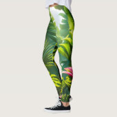 Leggings Feuilles tropicales colorées et fleurs d'Hibiscus  (Gauche)