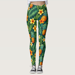 Leggings Feuilles tropicales et motif ananas