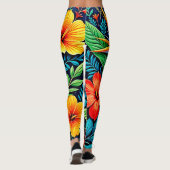 Leggings Feuilles Tropicales Fleurir Art (Dos)