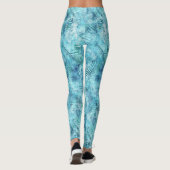Leggings Feuilles tropicaux Aqua Blue (Dos)