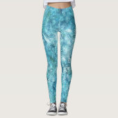 Leggings Feuilles tropicaux Aqua Blue (Devant)