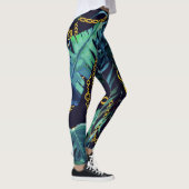 Leggings Feuilles tropicaux, chaînes d'or, sans soudure. (Droite)