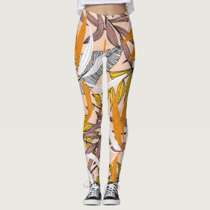Leggings Feuilles tropicaux colorés, motif arrière - plan b