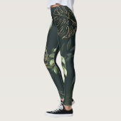 Leggings Feuilles Tropicaux en or : Aquarelle foncée (Gauche)