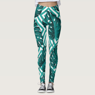 Leggings Feuilles tropicaux : Motif Floral sans joint.