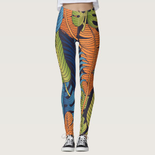 Leggings Feuilles tropicaux, motif sans couture fleurie.