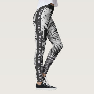 Leggings Feuilles tropicaux noir et blanc parties scintilla