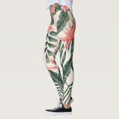Leggings Feuilles tropicaux, papier peint joyeux sur la pla (Gauche)