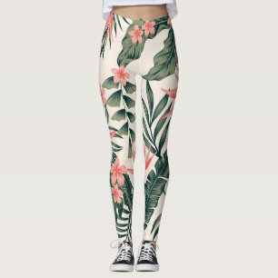 Leggings Feuilles tropicaux, papier peint joyeux sur la pla