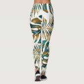 Leggings feuilles tropicaux turquoises et dorés (Dos)