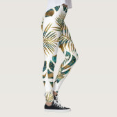 Leggings feuilles tropicaux turquoises et dorés (Droite)
