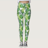 Leggings Feuilles tropicaux verts (Devant)