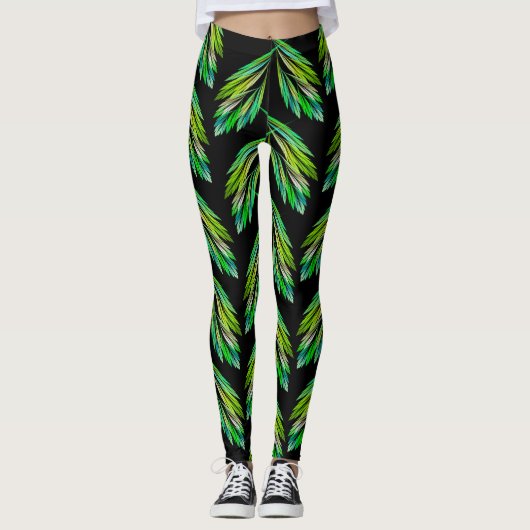 Leggings Feuilles vert néon - fractal, (Devant)