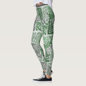 Leggings Feuilles vertes et grises de la botanique Imprimer (Gauche)