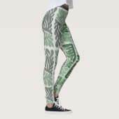 Leggings Feuilles vertes et grises de la botanique Imprimer (Droite)