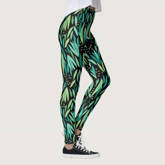 Leggings Feuilles vertes Motif transparent (Droite)