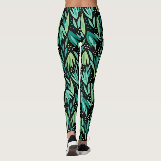 Leggings Feuilles vertes Motif transparent (Dos)