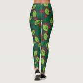 Leggings Feuilles verts, Berries Rouges, Motif Des Feuilles (Dos)