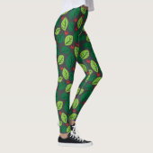 Leggings Feuilles verts, Berries Rouges, Motif Des Feuilles (Droite)