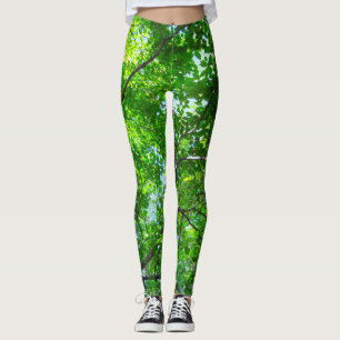 Leggings Feuilles verts, Branches et Ciel bleu