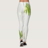 Leggings Feuilles verts brillants sur Arrière - plan blanc  (Dos)