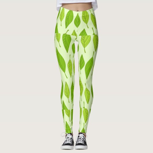 Leggings Feuilles verts d'automne (Devant)