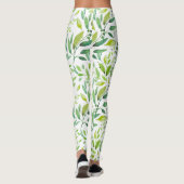 Leggings Feuilles verts et baies pattes d'aquarelle (Dos)