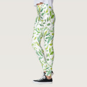 Leggings Feuilles verts et baies pattes d'aquarelle (Gauche)