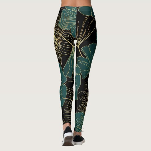 Leggings Feuilles verts or (Dos)