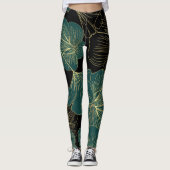 Leggings Feuilles verts or (Devant)